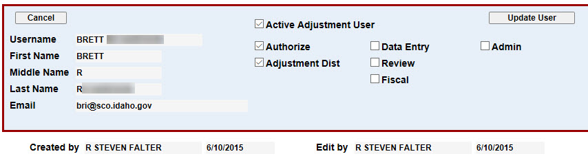 Various user security settings