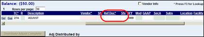 Document screen with new documetn example and the reference document field highlighted