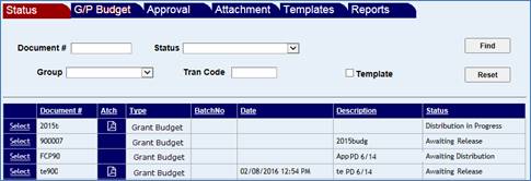 Approval Status screen example