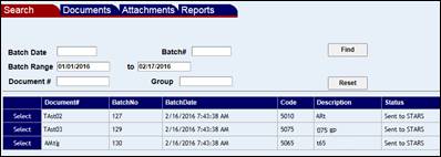 Processed Documents screen with several documents shown