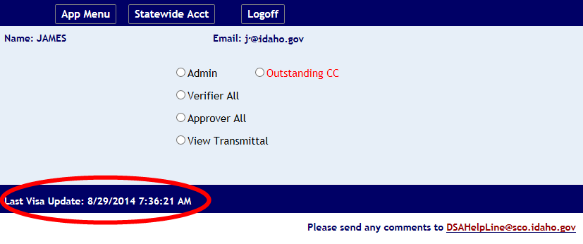 Last Visa Update date and time highlighted