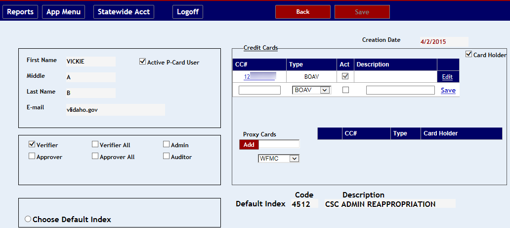 User profile screen with various settings