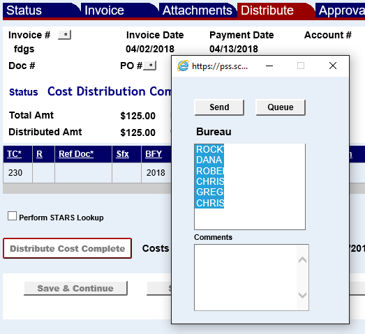 a list of email recipients shown