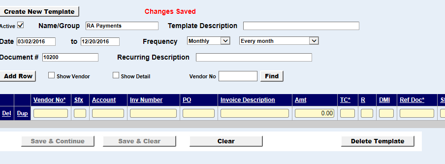 new transaction row with empty fiscal code fields