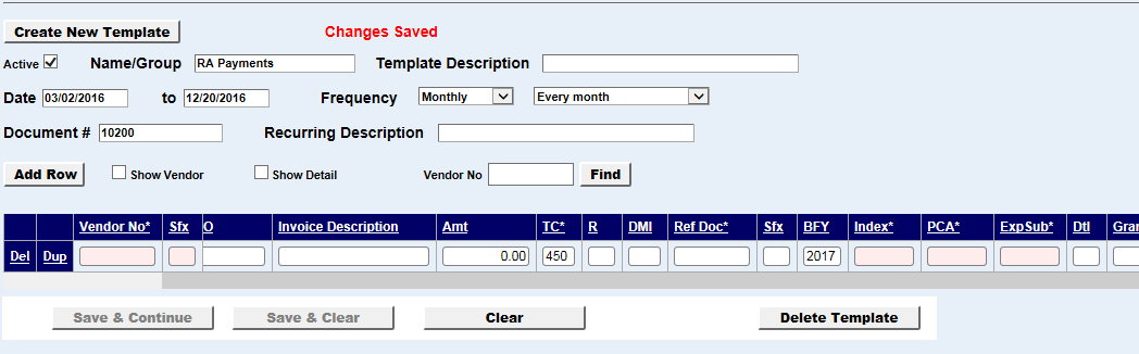 transaction row with required fields highlighted