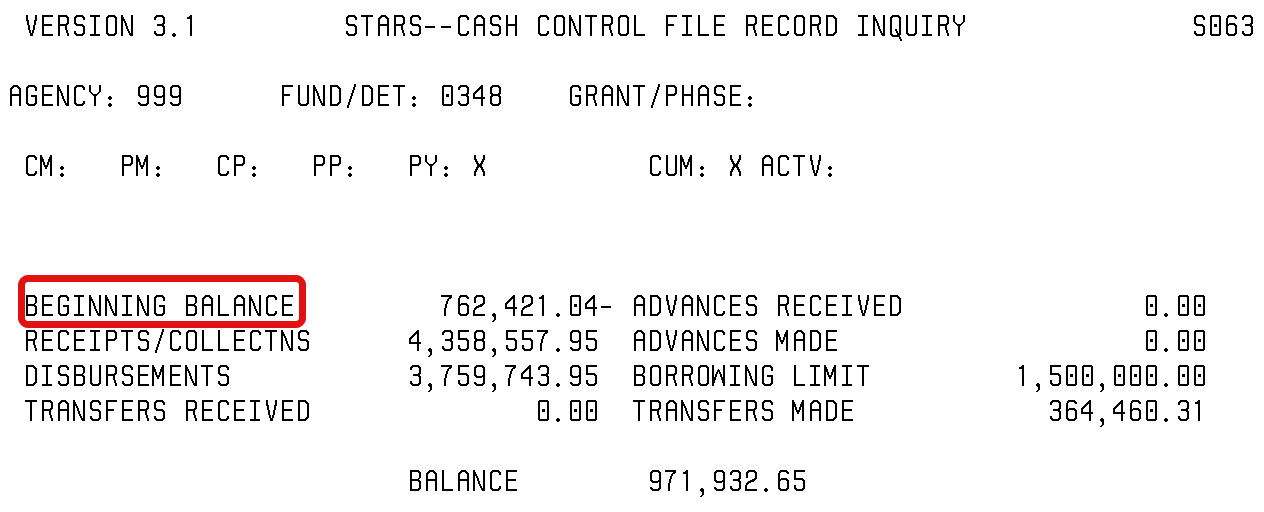 cash control table example