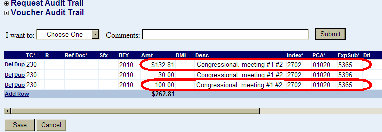 a new row and a duplicate row highlighted