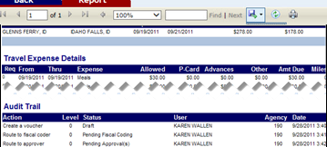 a list of audit trail actions highlighted