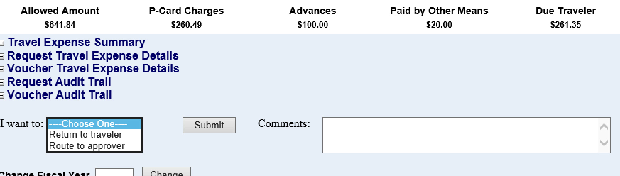 the routing drop down menu